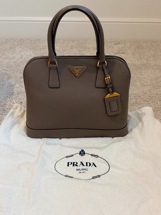 Prada Handbags - Authentic Prada Saffiano Lux Promenade Argilla Handbag - Like New!